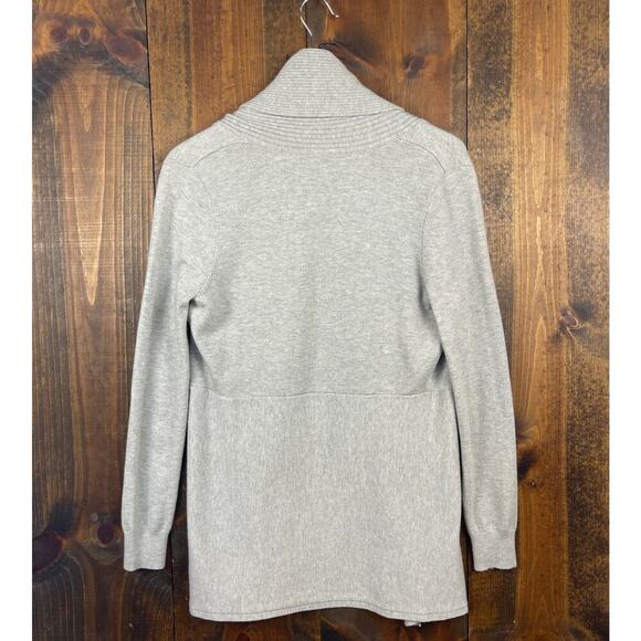 J. Peterman Light Gray Merino Wool Blend Open Front Cardigan Sweater Women's XS - Picture 3 of 8